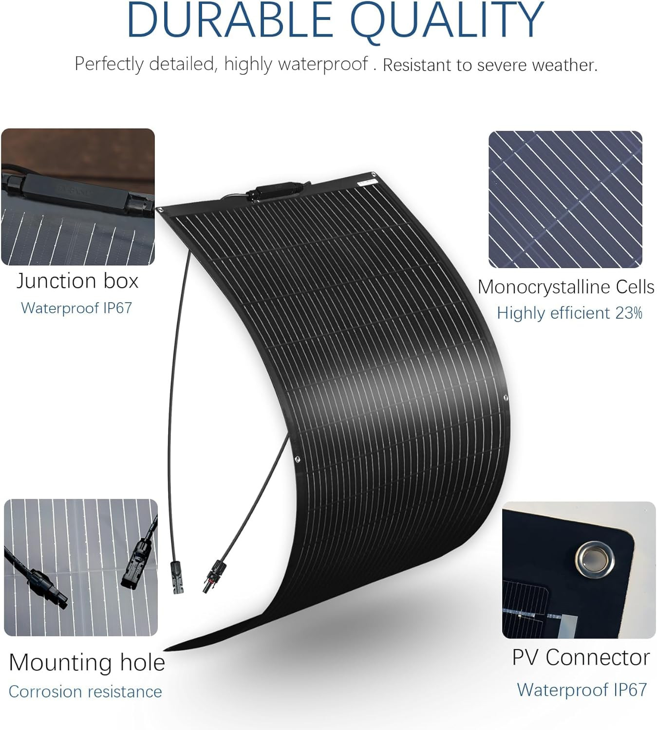 Flexible Solar Panel Kit 200W 12V,2PCS 100W Monocrystalline Module,20A Charge Co