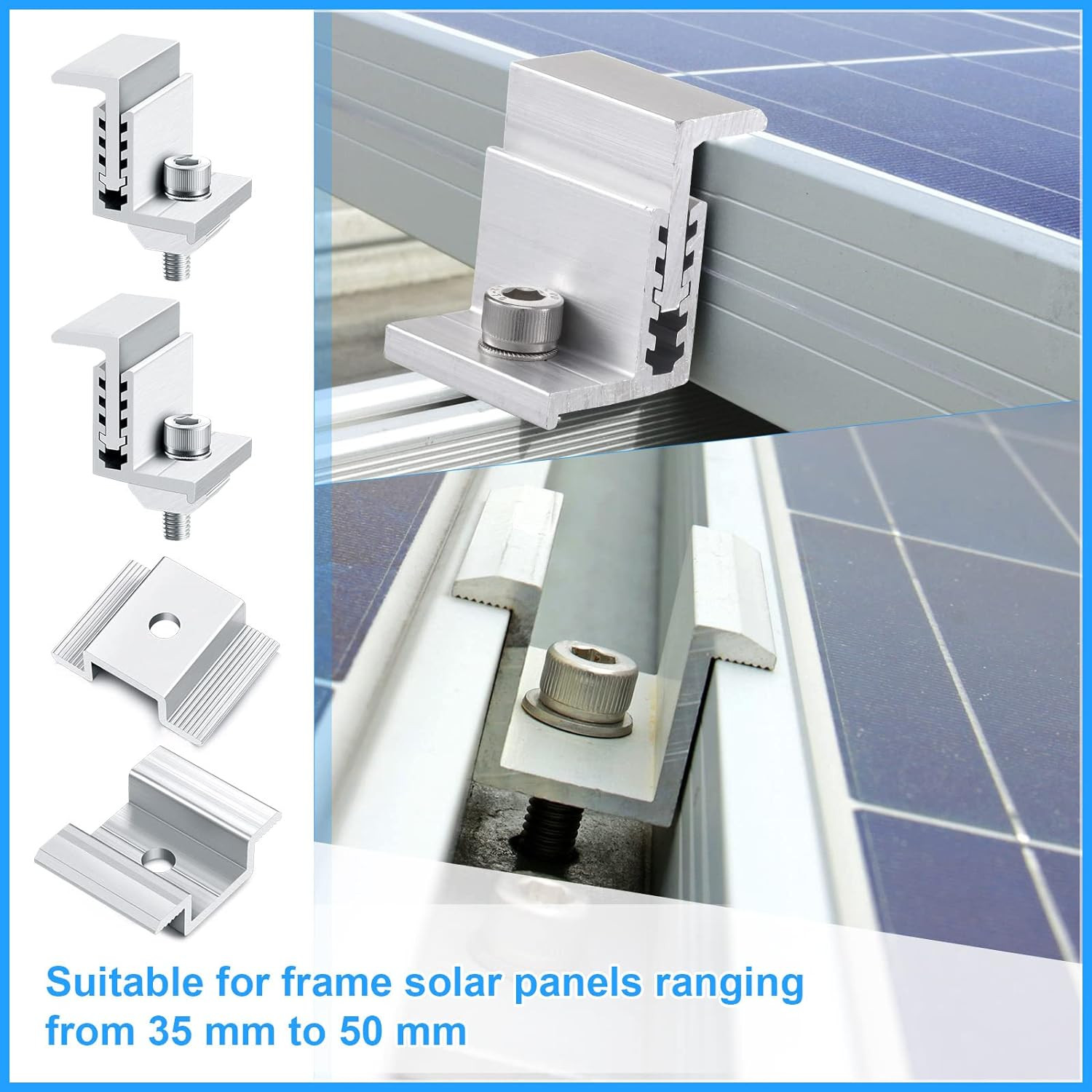 Soporte de panel solar de aluminio de 1.06 pulgadas con soportes de montaje