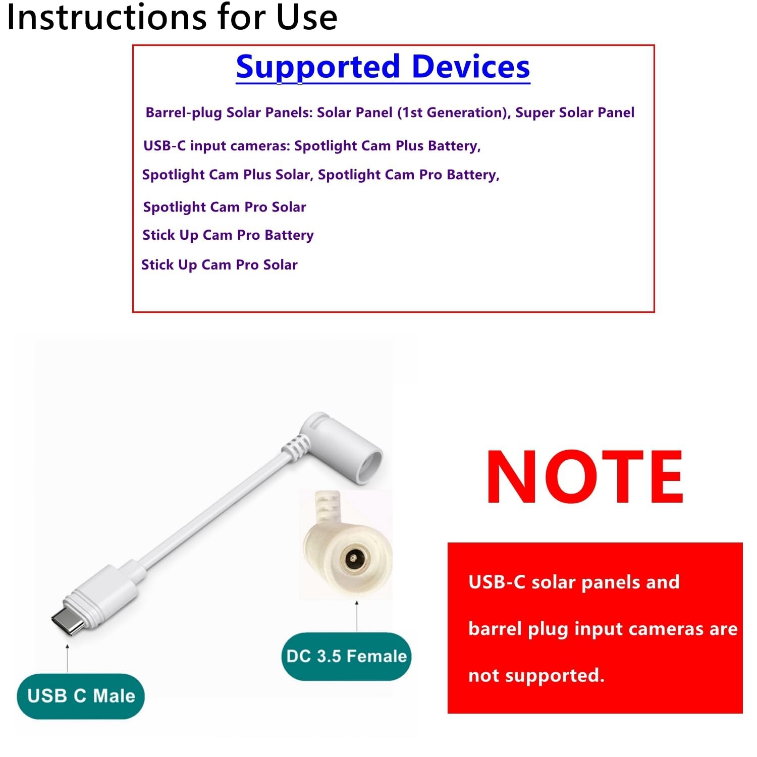 White Ring Barrel Plug to USBC Adapter Compatible with 1st Gen Solar Panel, …