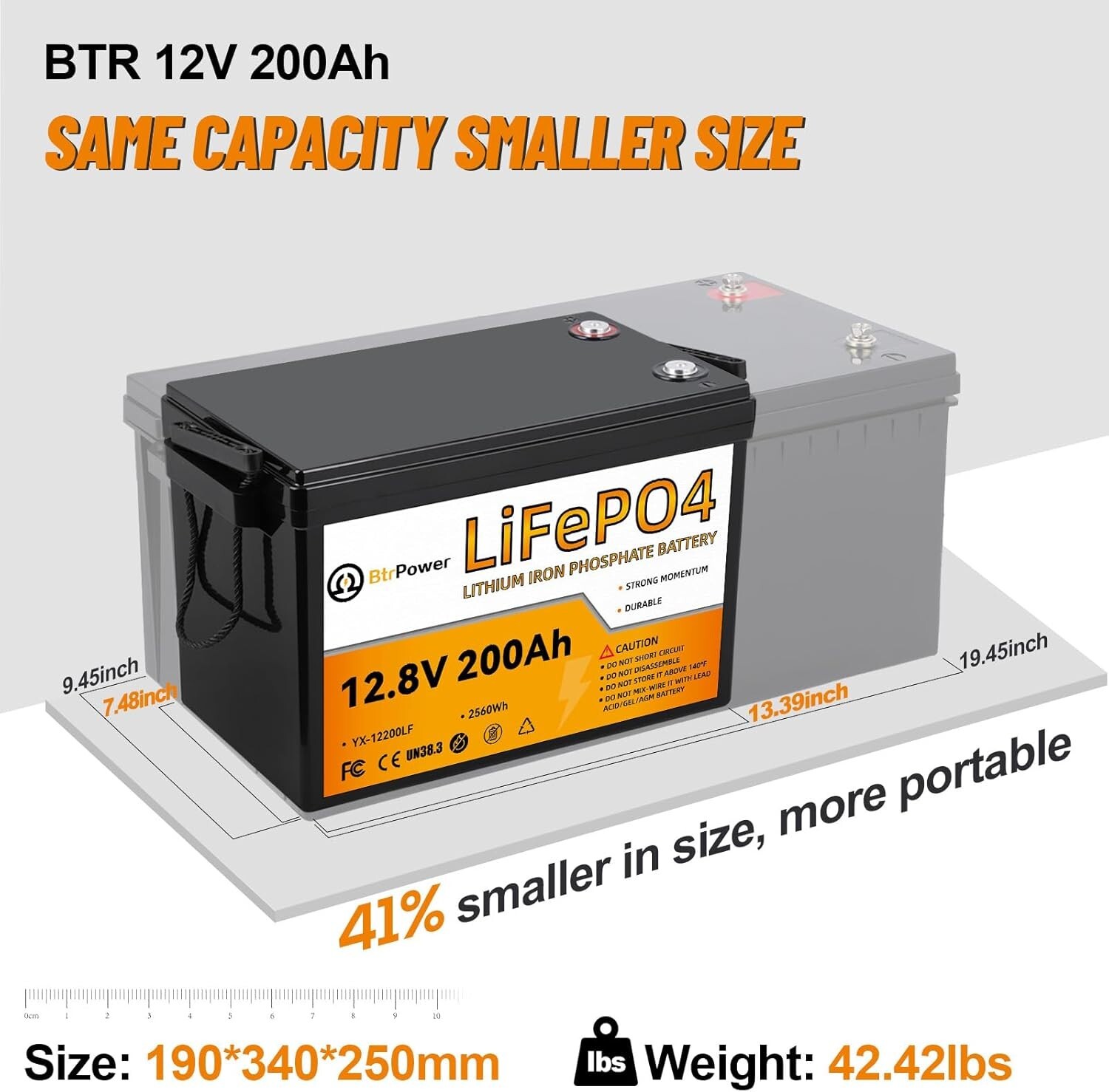 12.8V 200Ah Lithium Battery 200A BMS LifePO4 Deep Cycle Solar Marine Solar RV