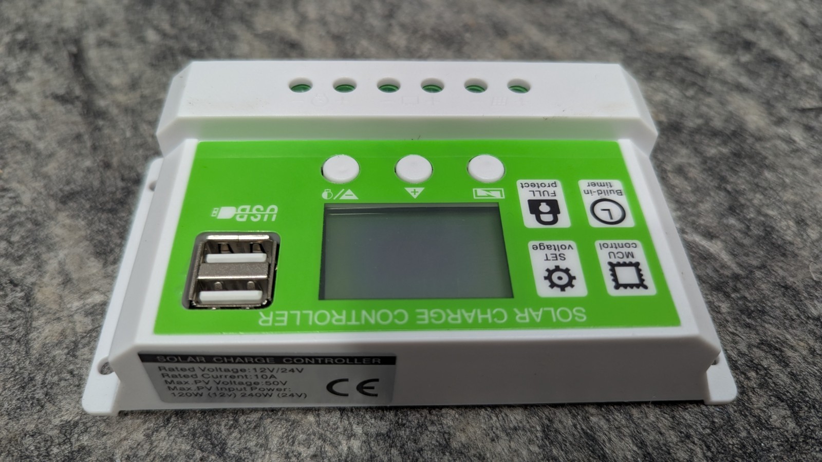 10A Solar Panel Battery Charge Controller 12V/24V LCD Regulator Auto Dual USB US