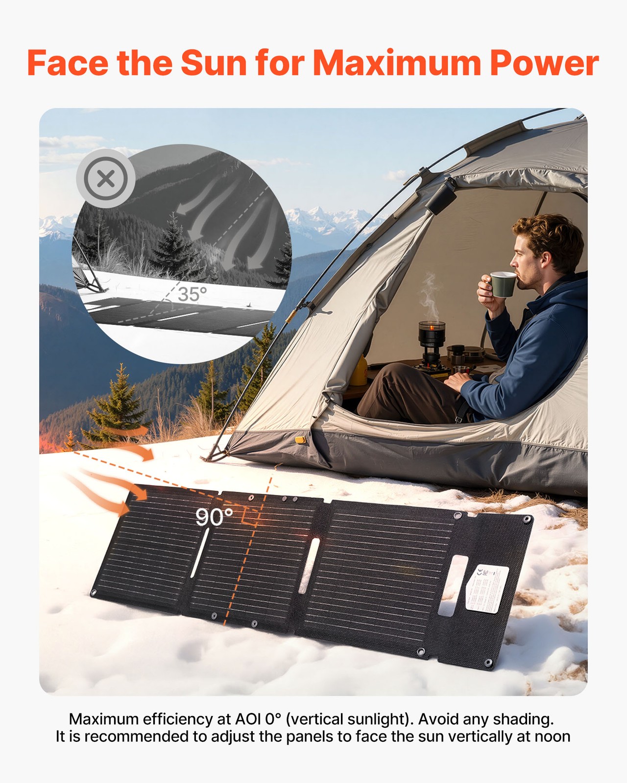 VEVOR 30W Foldable Solar Panel Charger Portable Monocrystalline Solar Panel