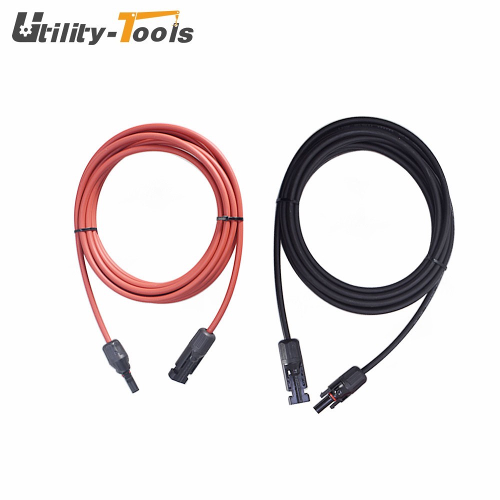 High Quality 12 AWG Black + Red 10 FT Solar Panel Extension Cable Wire Connector
