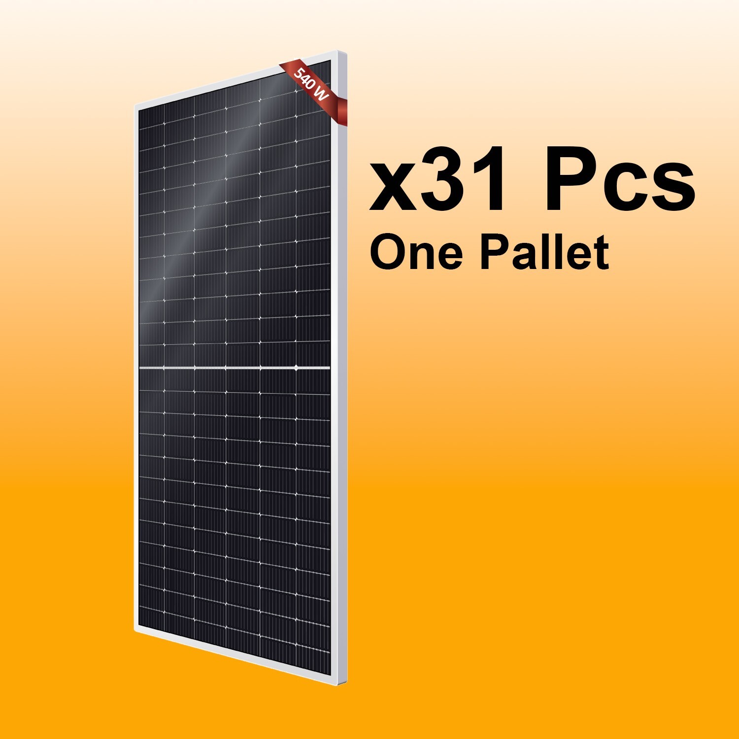 *31 pack 540W=16740Watt 1 Pallet of Bifacial Monocrystalline Solar Panel 500Watt