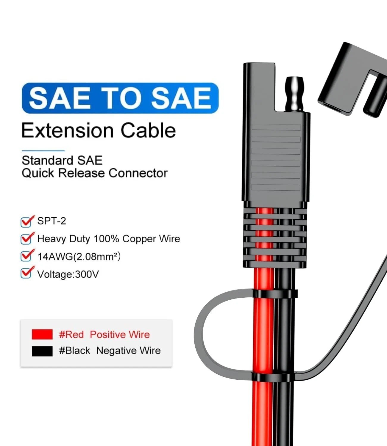 SAE Extension Cable 12AWG, SNLLMZI SAE to SAE Extension Cord DC Power Automot…