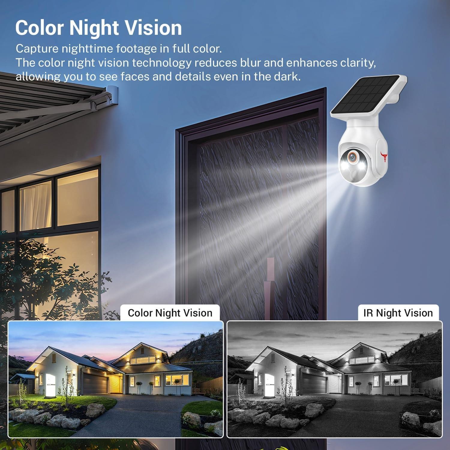 1080P Security Camera Wireless with Solar Panel, Smart AI Human Detection, 2-Way