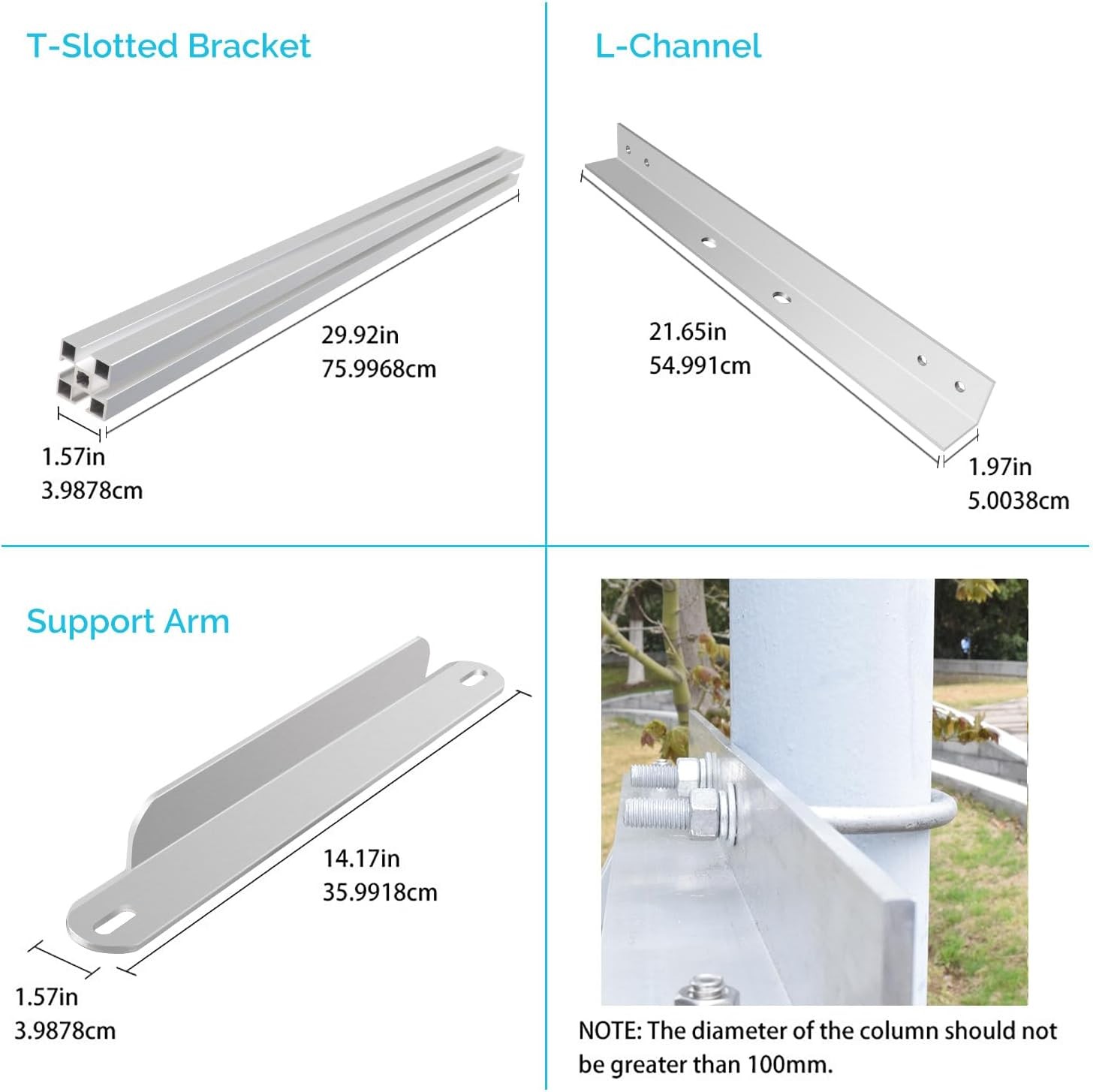Mount 100W Solar Panel Renogy Side Pole Bracket Flat Surface