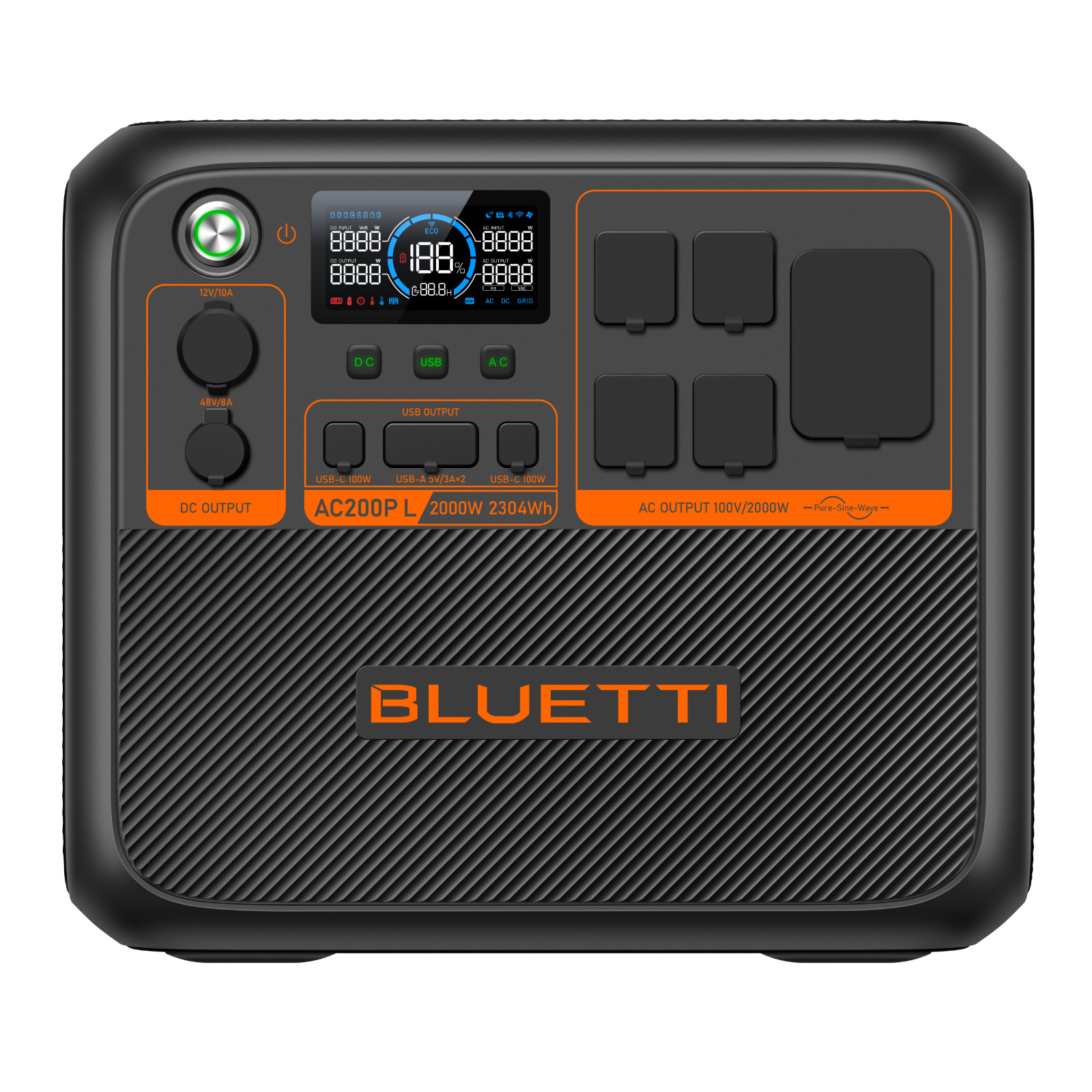 BLUETTI AC200PL 2400W Portable Power Station Generator with 2x 100W Solar Panel