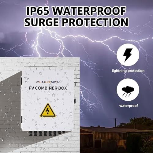 6 String Solar Combiner Box with 20A Fuse, Surge Protection & 63A Breaker