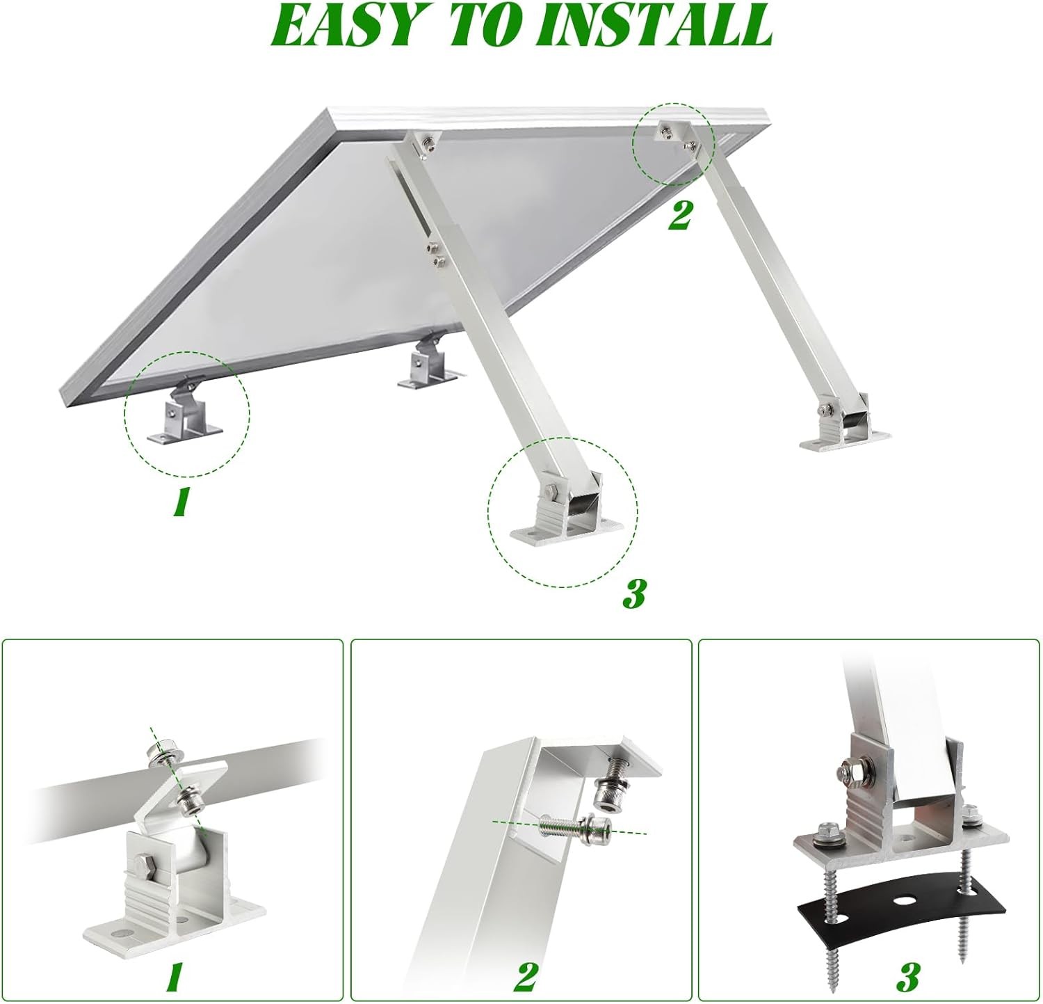 Solar Panel Mounting Brackets, 2 Sets Adjustable Solar Panel Tilt Mount Brackets