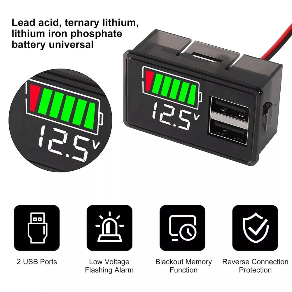 LED Digital Voltmeter DC8 30V with Dual USB Charger for Electronic Repairs
