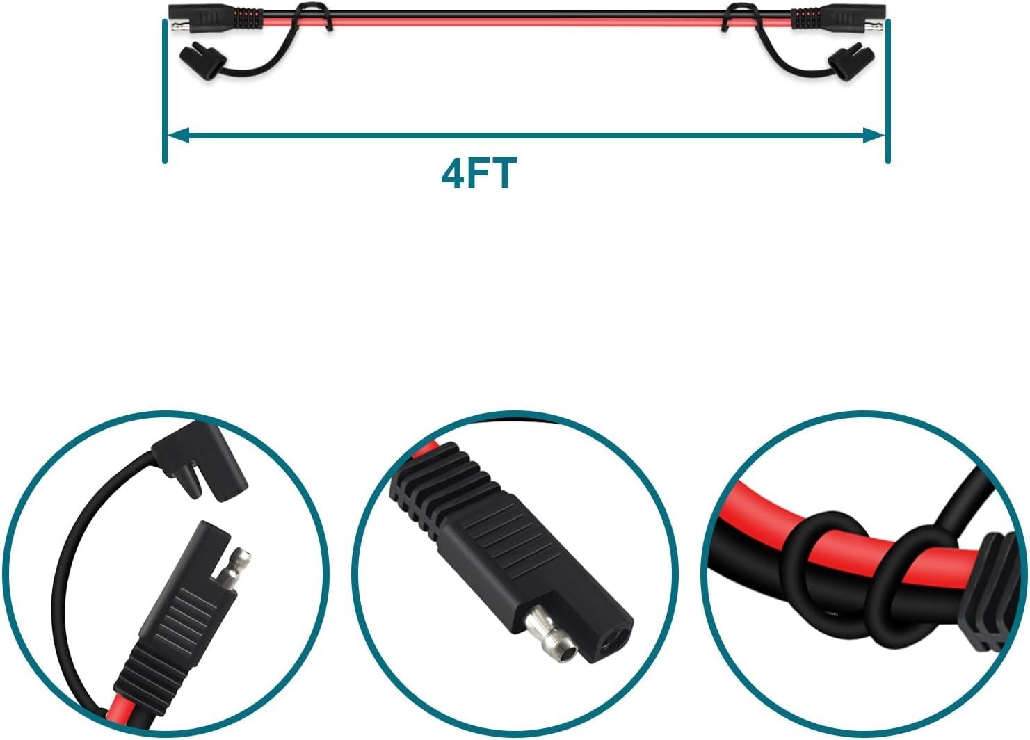 SAE Extension Cable 4FT 16AWG – Weatherproof Connector for Automotive & RV