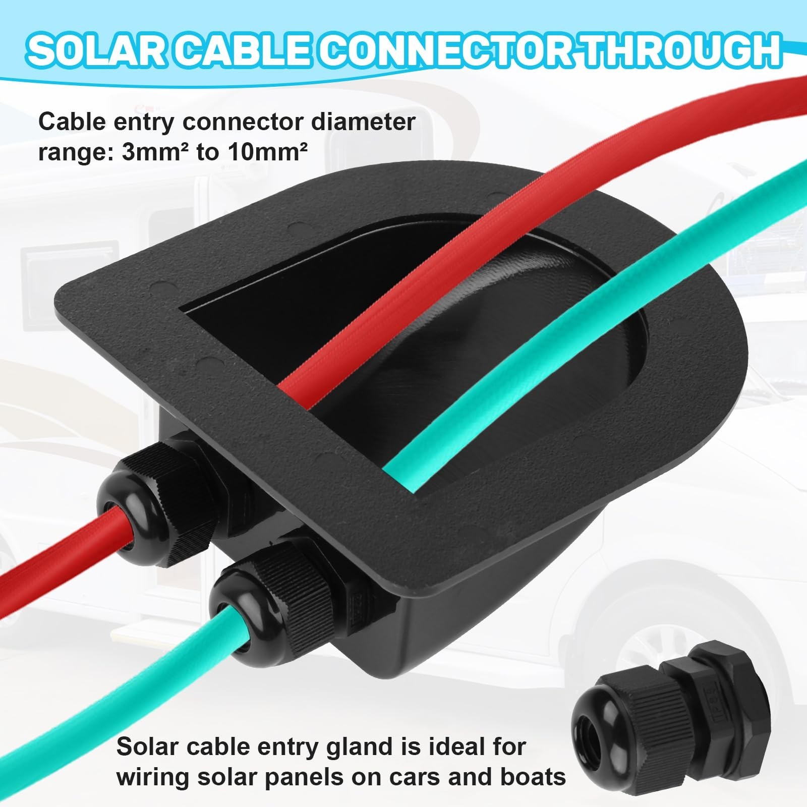 Waterproof Solar Dual Cable Gland Box – 2 Pack for RVs, Boats, Roofs, Engine Roo
