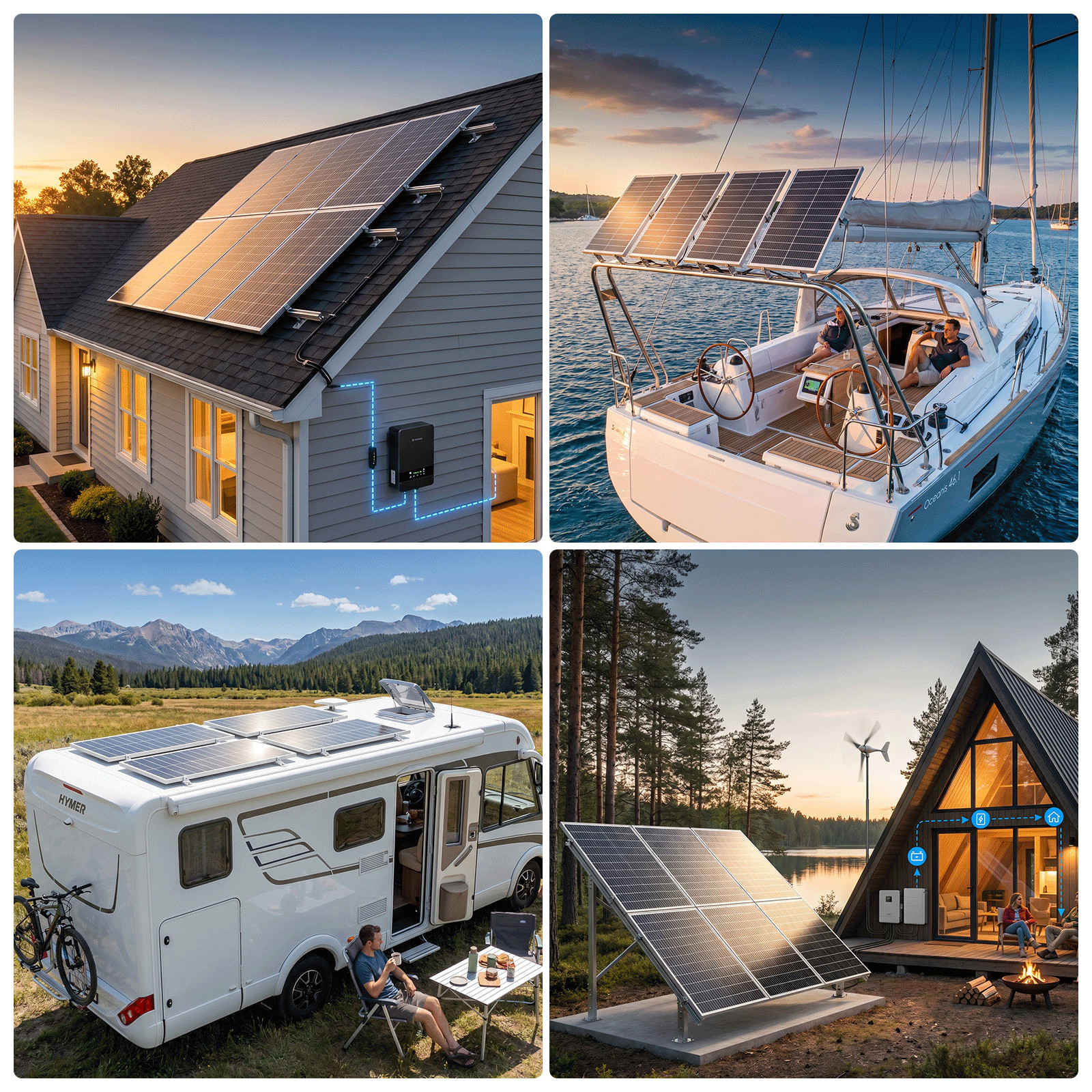 100W-1000W 18BB Mono Solar Panel Camping Home Off Grid Caravan High-Efficiency