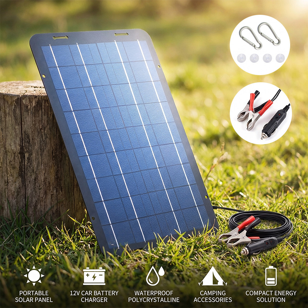 30W Solar Panel 18V Trickle Charger Battery Charger Kit Maintainer Boat Car RV