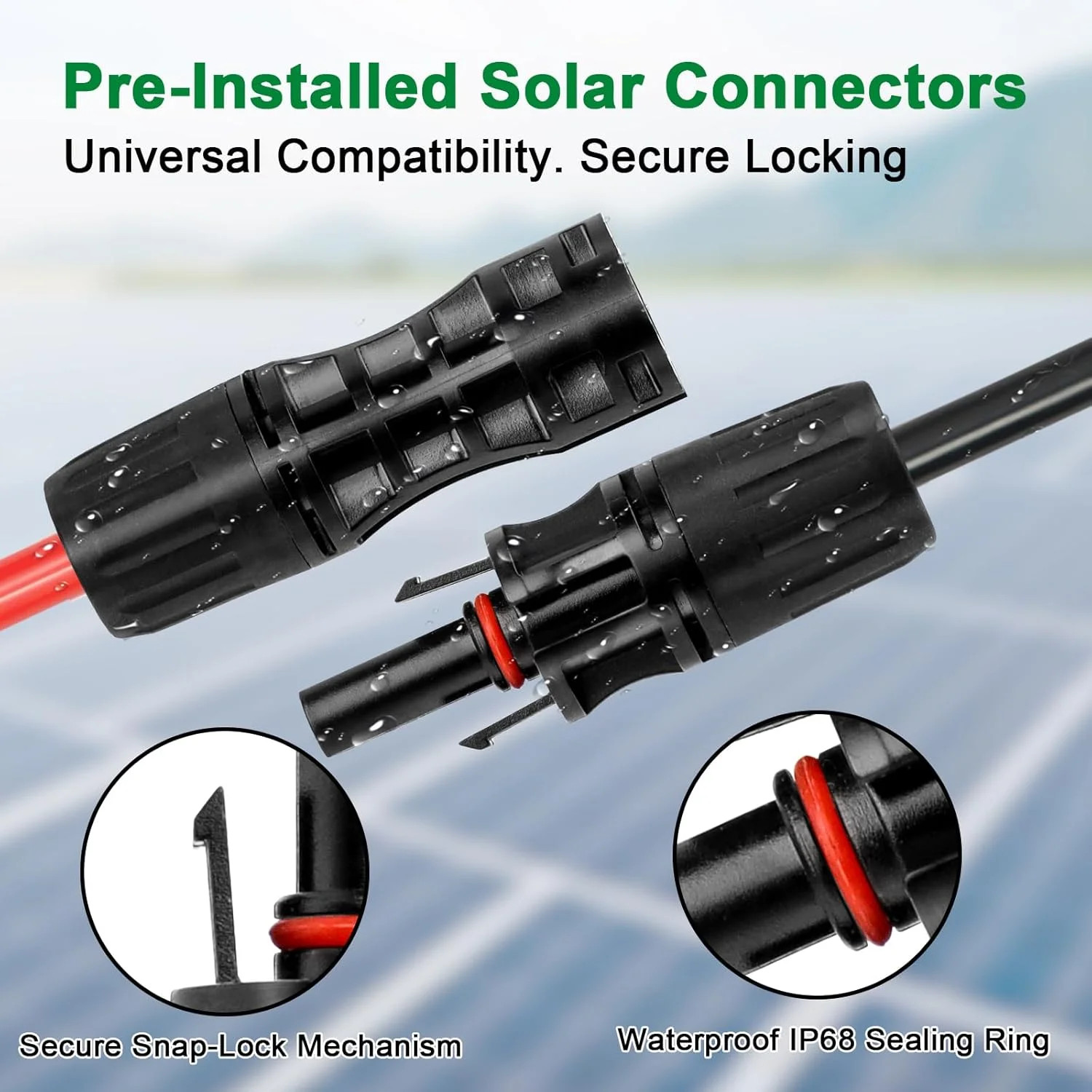 XRDS -RF Solar Cable 6FT, 8AWG Solar Extension Cable with Male & Female Solar Co