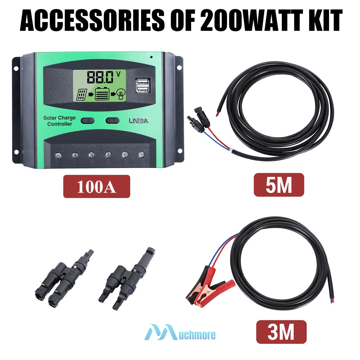 200W 100W Portable Flexible Solar Panel Kit 100A Controller RV Camping Off-Grid