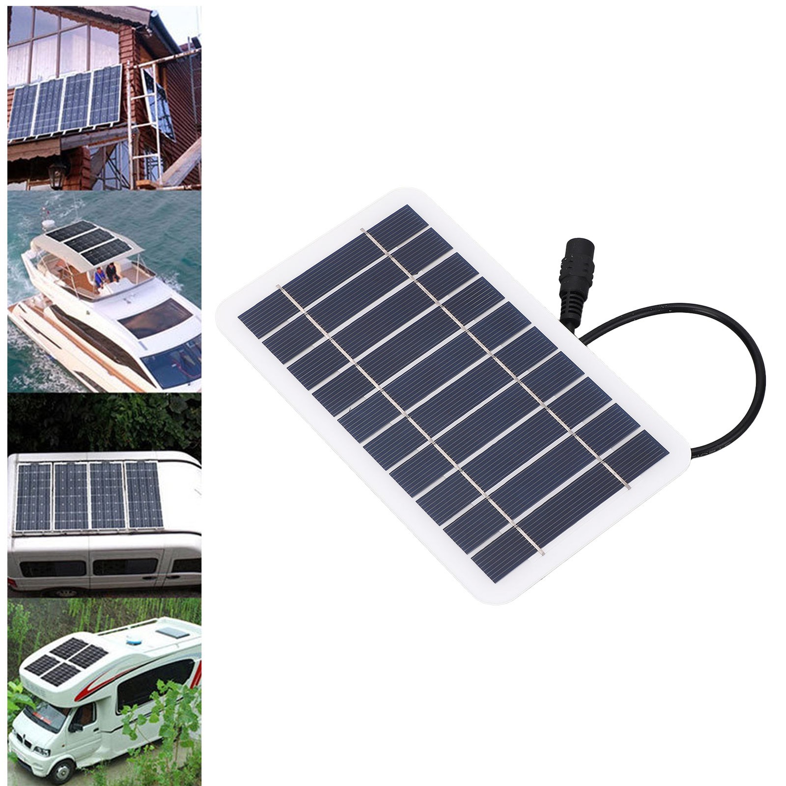 2W 5V Small Solar Panel Monocrystalline DC5521 Output Waterproof Dustproof PFWM