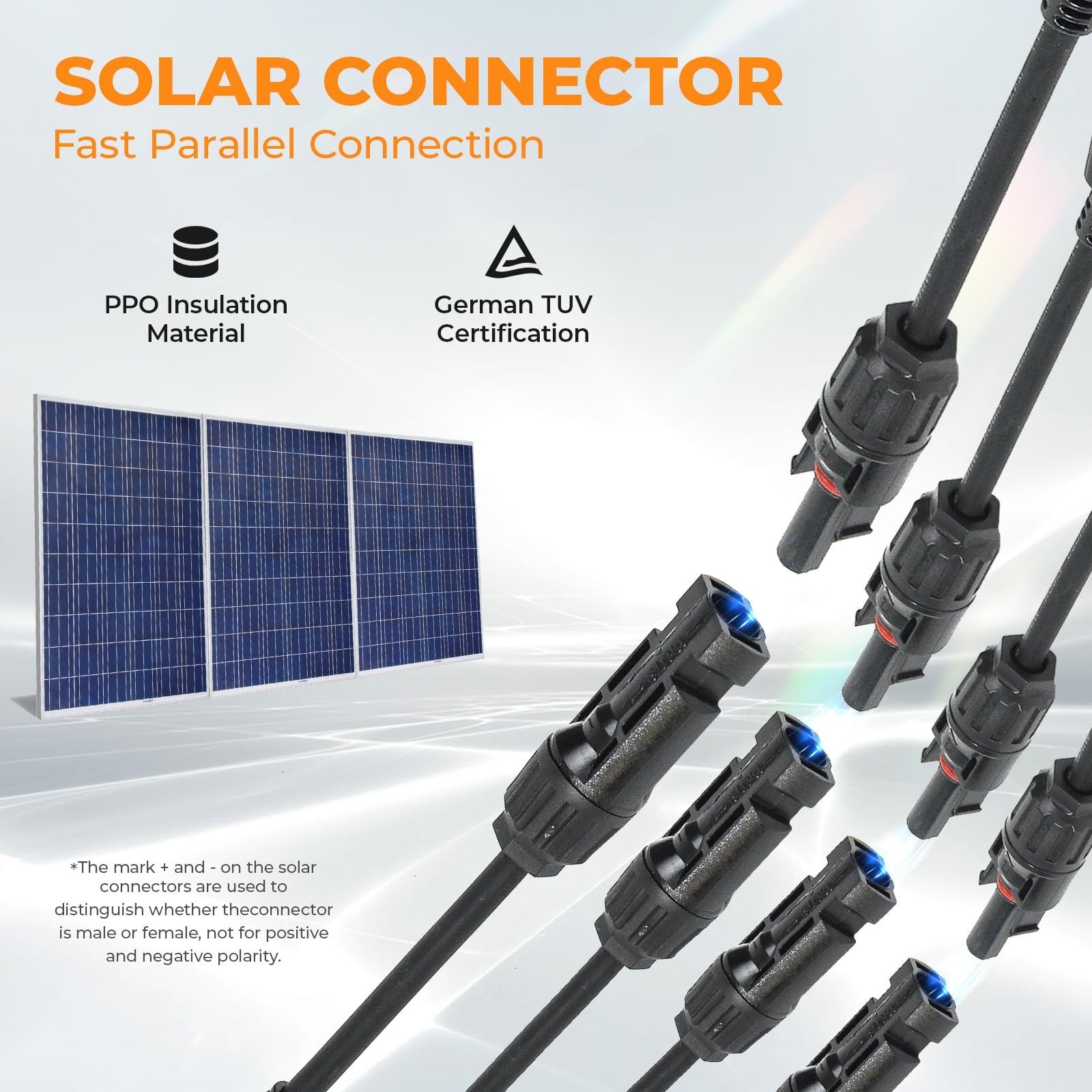 2 to 1 Solar Panel Splitter Connector Y Branch Cable 1000V Parallel Adapter (5 P
