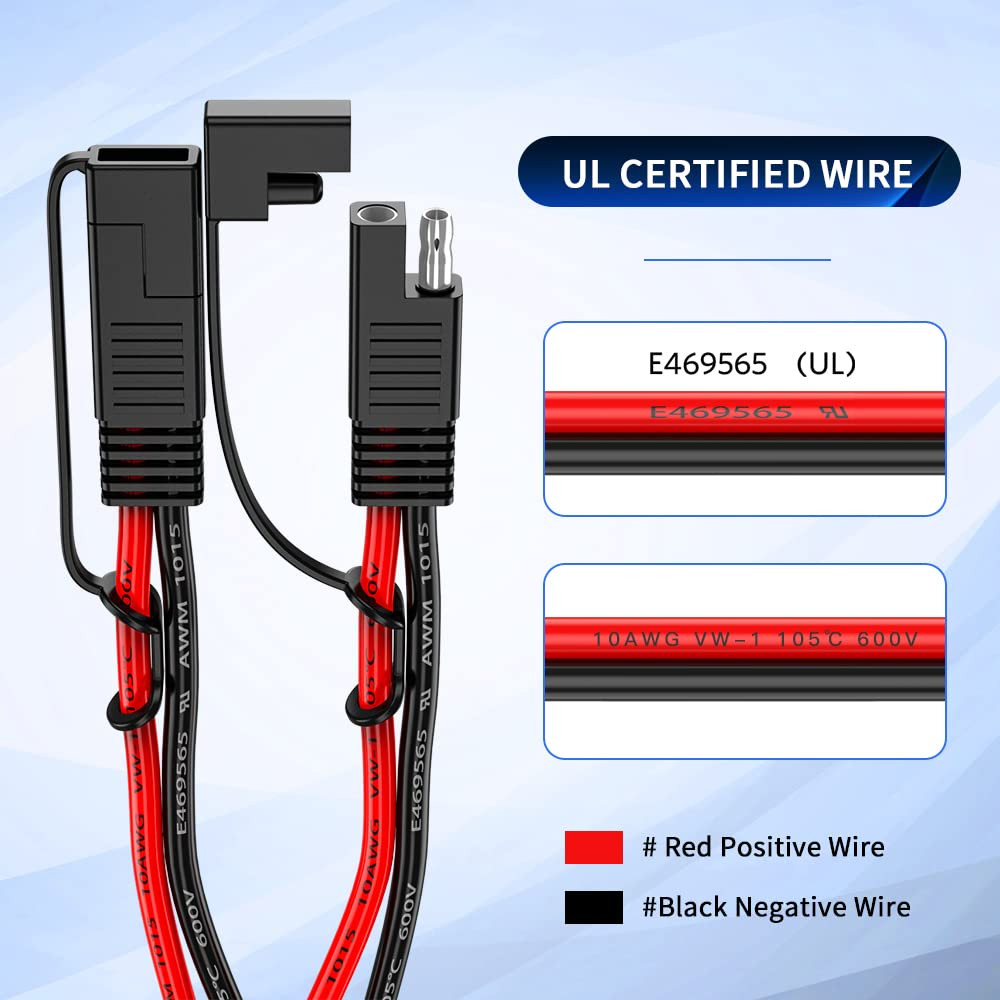 10AWG SAE Y Splitter Cable SAE Quick Disconnect Connector, 1 to 2 SAE to SAE …