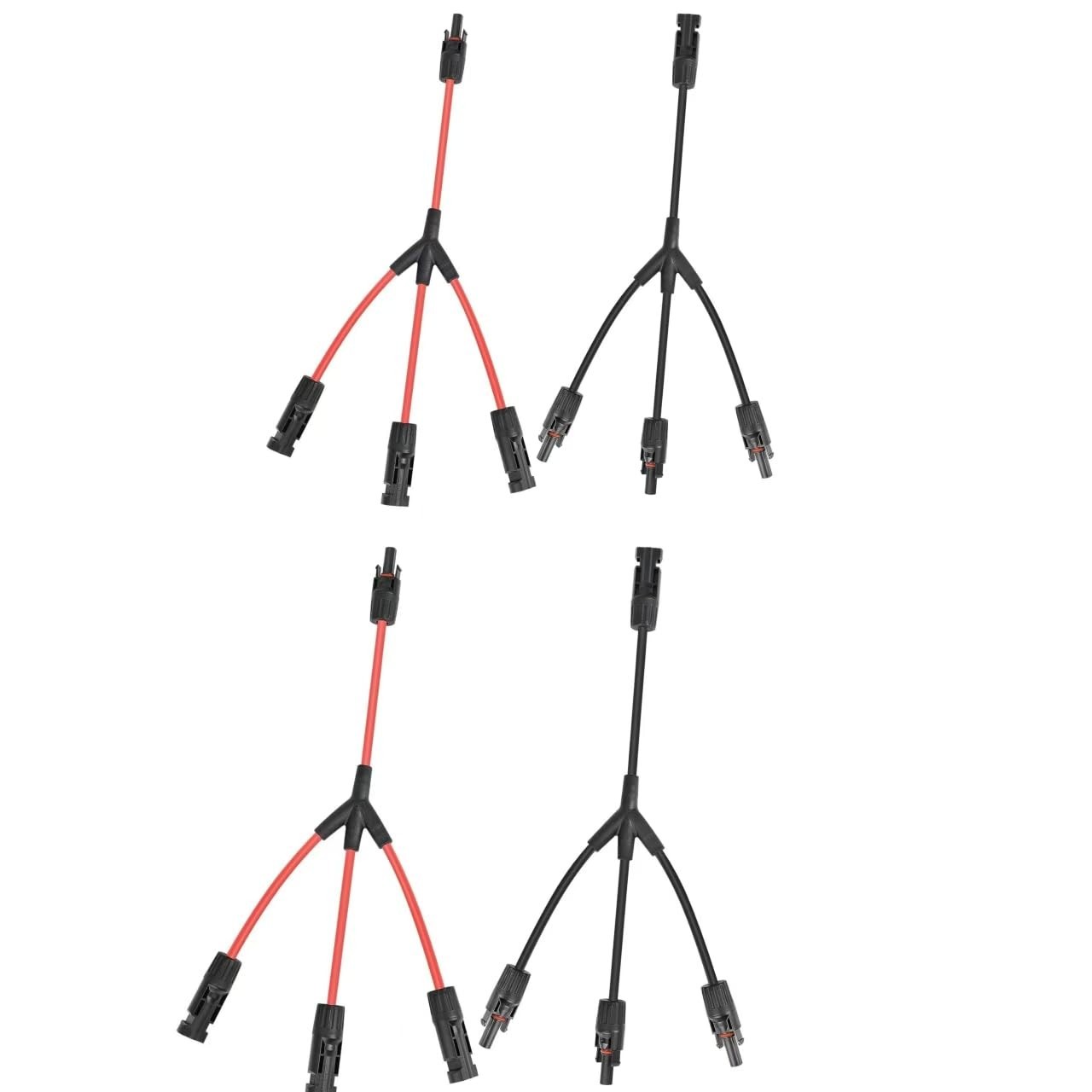 3 to 1 Solar Panel Y Branch Connectors, 1500V DC 30A, 10AWG, Durable PPO, 2 Pair