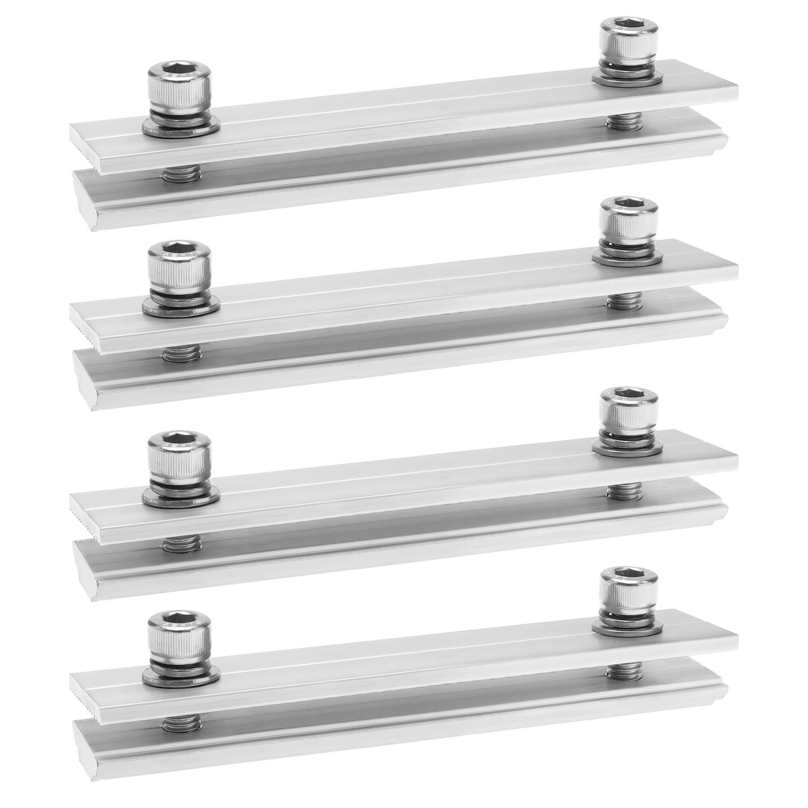 4Pcs Solar Panel Rail Connectors Kit – Aluminium Mounting Accessories, 14x3cm
