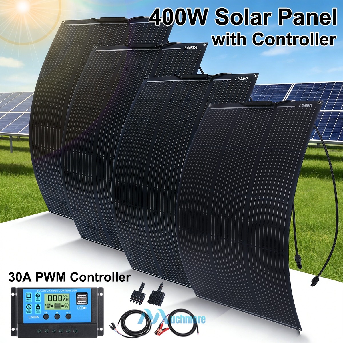 400W Flexible Solar Panels Kit with 5000W Power Inverter for RVs Off-Grid System