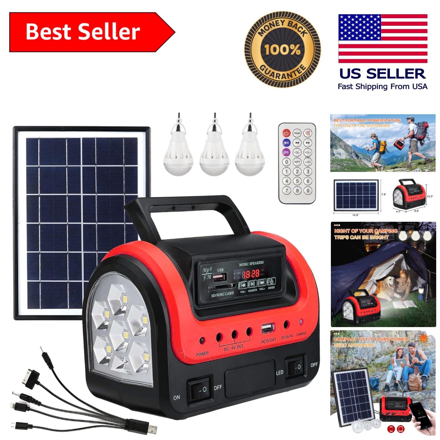 Multi-Device Charging Solar Power Station – Safe & Quiet for Camping Essentials