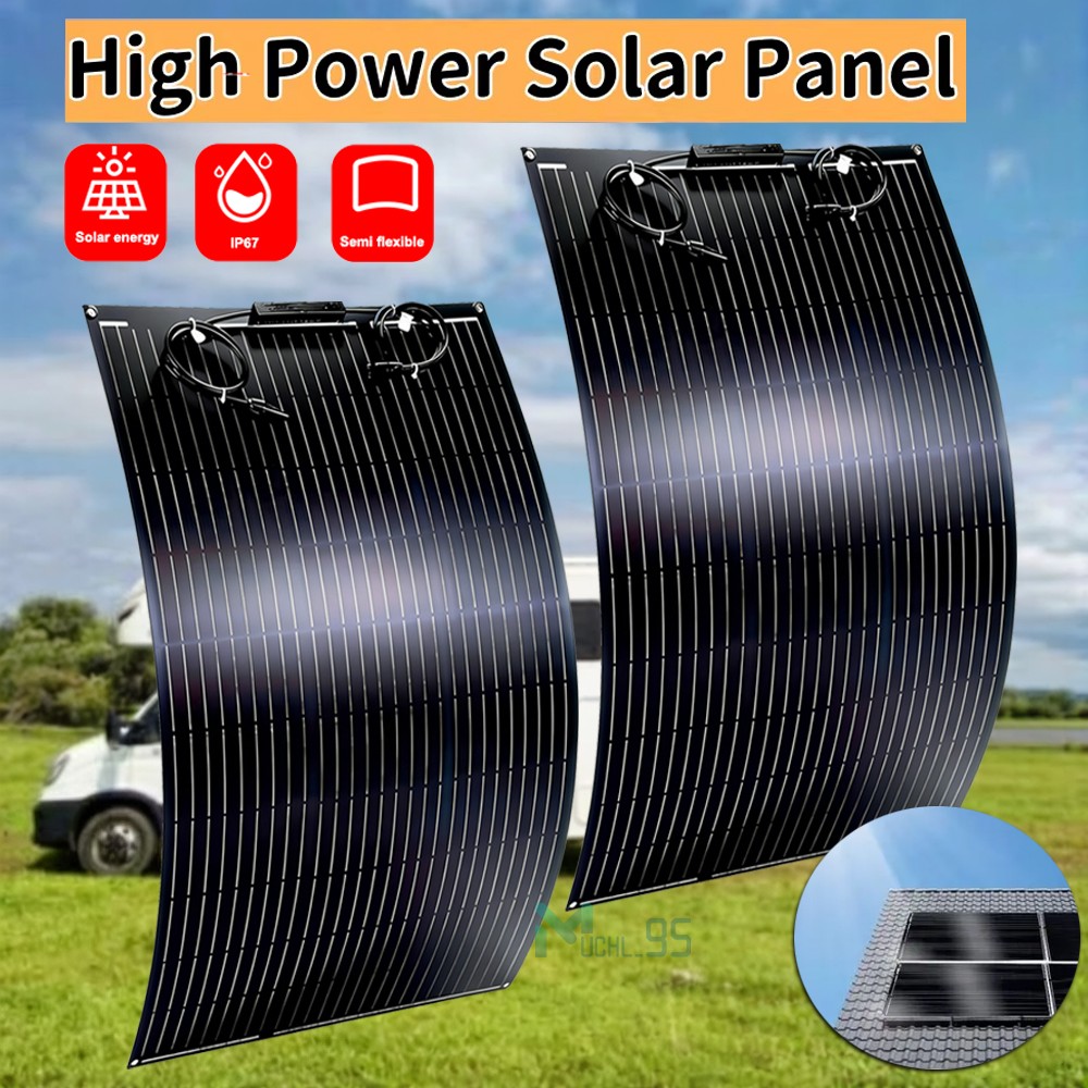 200W Flexible Portable Solar Panel 23.5% RV Rooftop Cabin Car Boat Home Camping