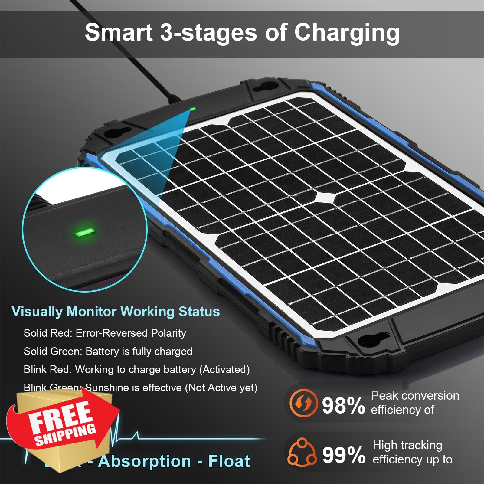 SUNER POWER 12W 12V Solar Battery Charger Maintainer Pro
