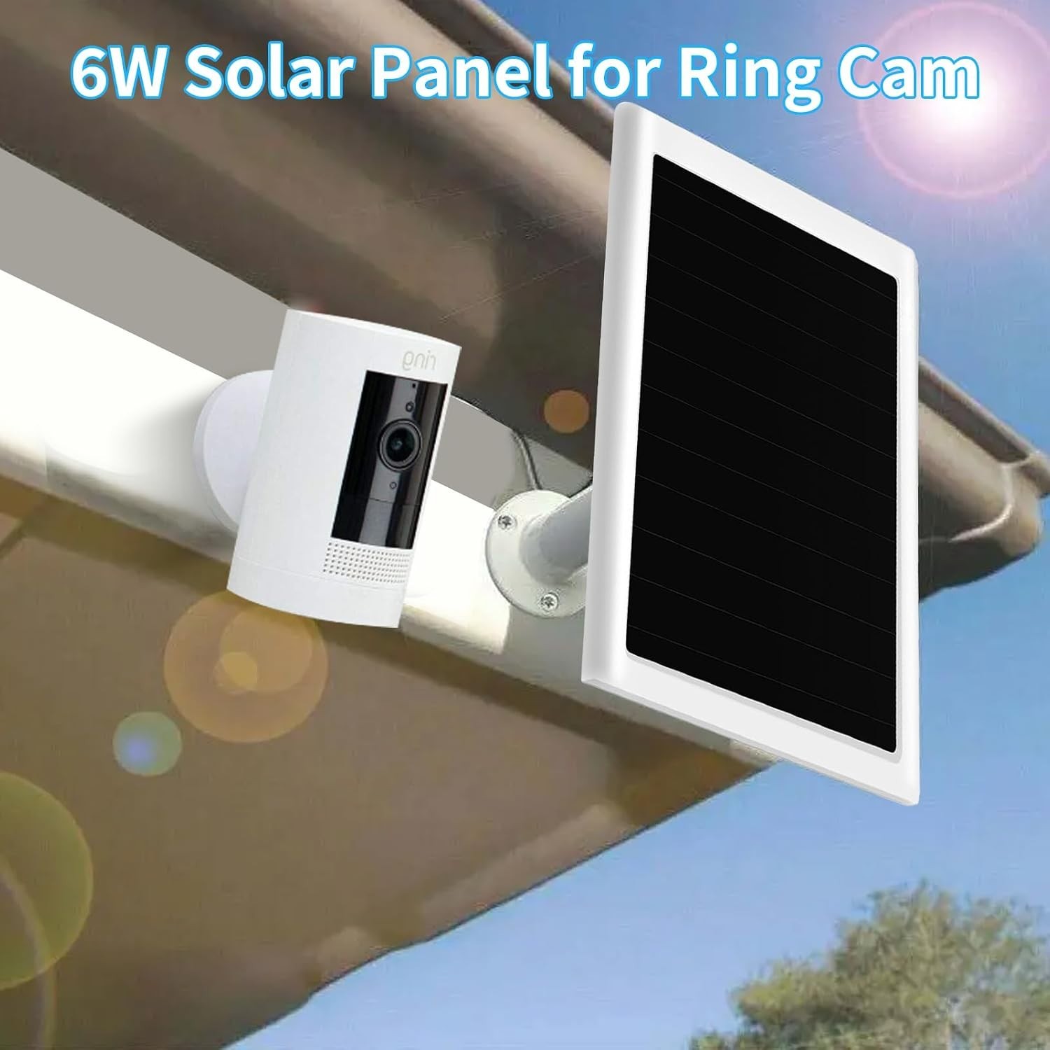 6W Solar Panel Charger for Ring Cameras Waterproof Outdoor Supply