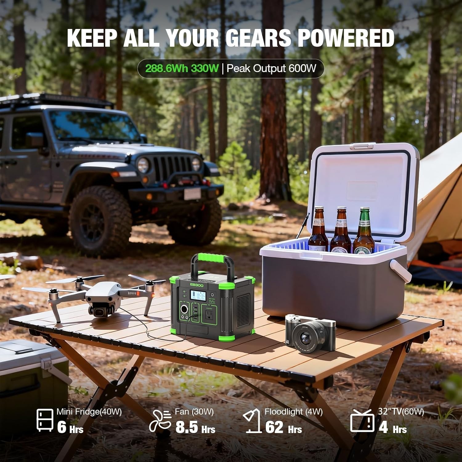 Portable Solar Power Station 330W with LED Flashlight – Your Outdoor Companion
