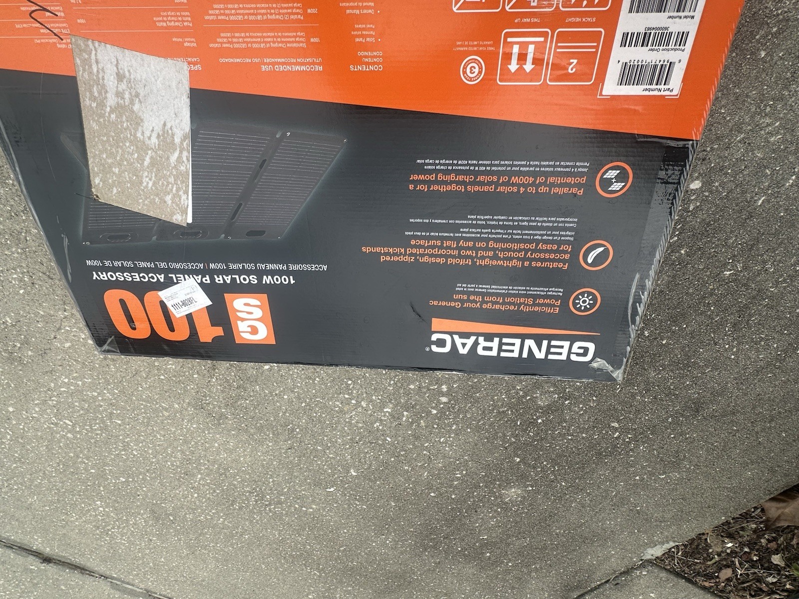 Generac 100 Watt Portable Solar Panel Accessory GS100 Model New