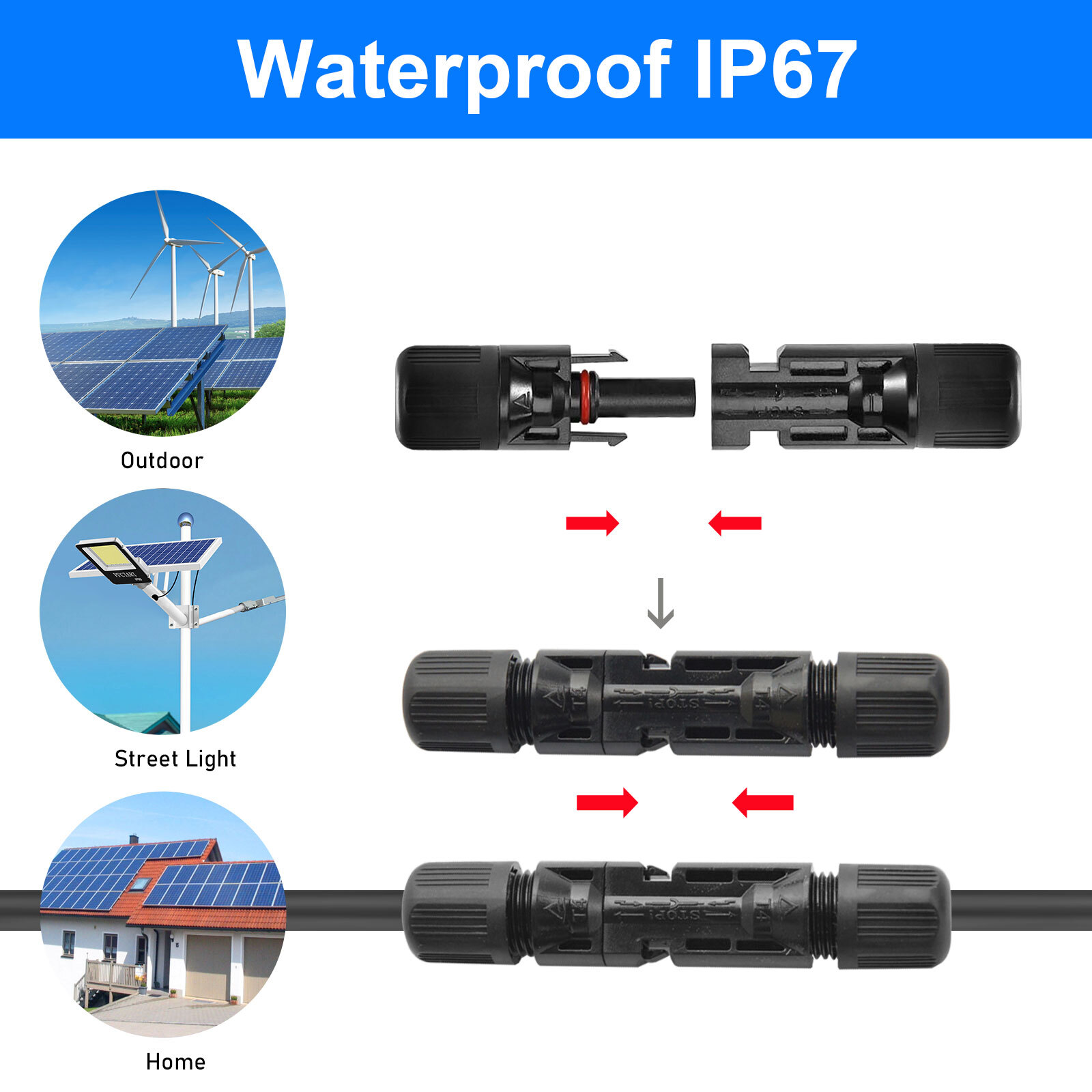 20pcs Waterproof Male Female M/F Wire Cable Connector Set For Solar Panel