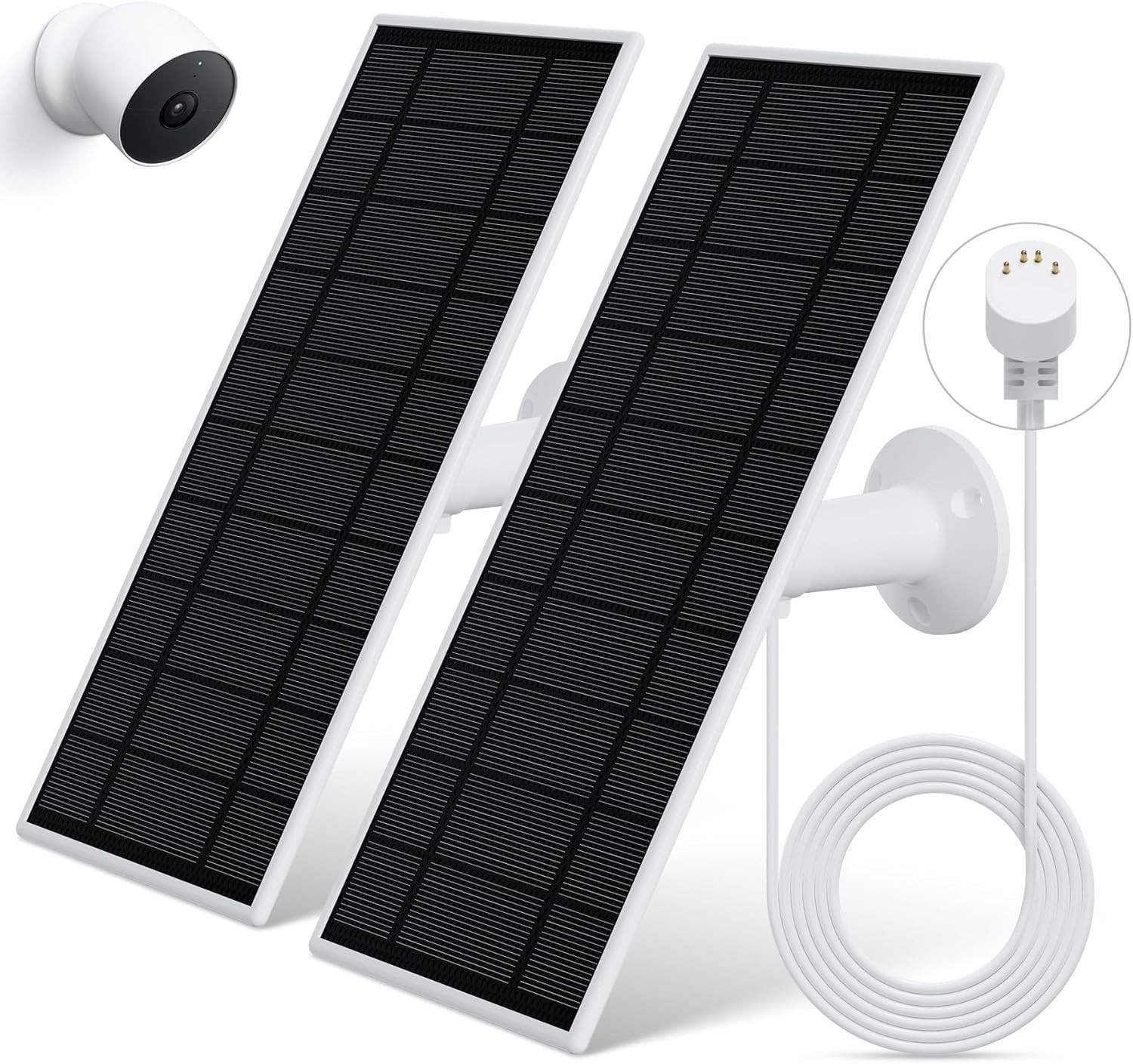 Solar Panel for Google Nest Camera, 2Pack Upgraded Solar Power Charger for Googl