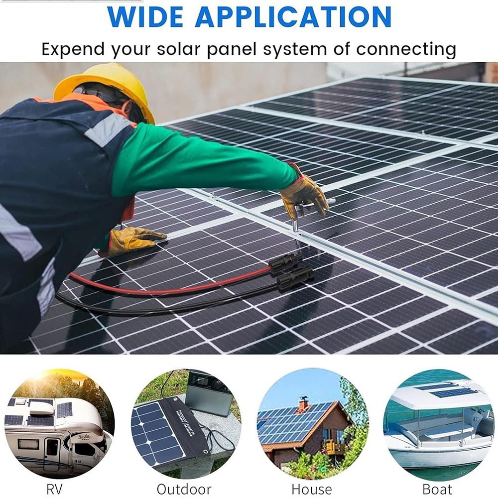 100FT 10 AWG Solar Panel Extension Cable PV Wire Solar Connectors Pair 6mm²