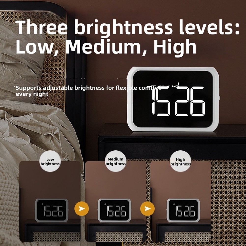 Digital LED Alarm Clock Large Display Brightness Adjustable for Bedside Desk