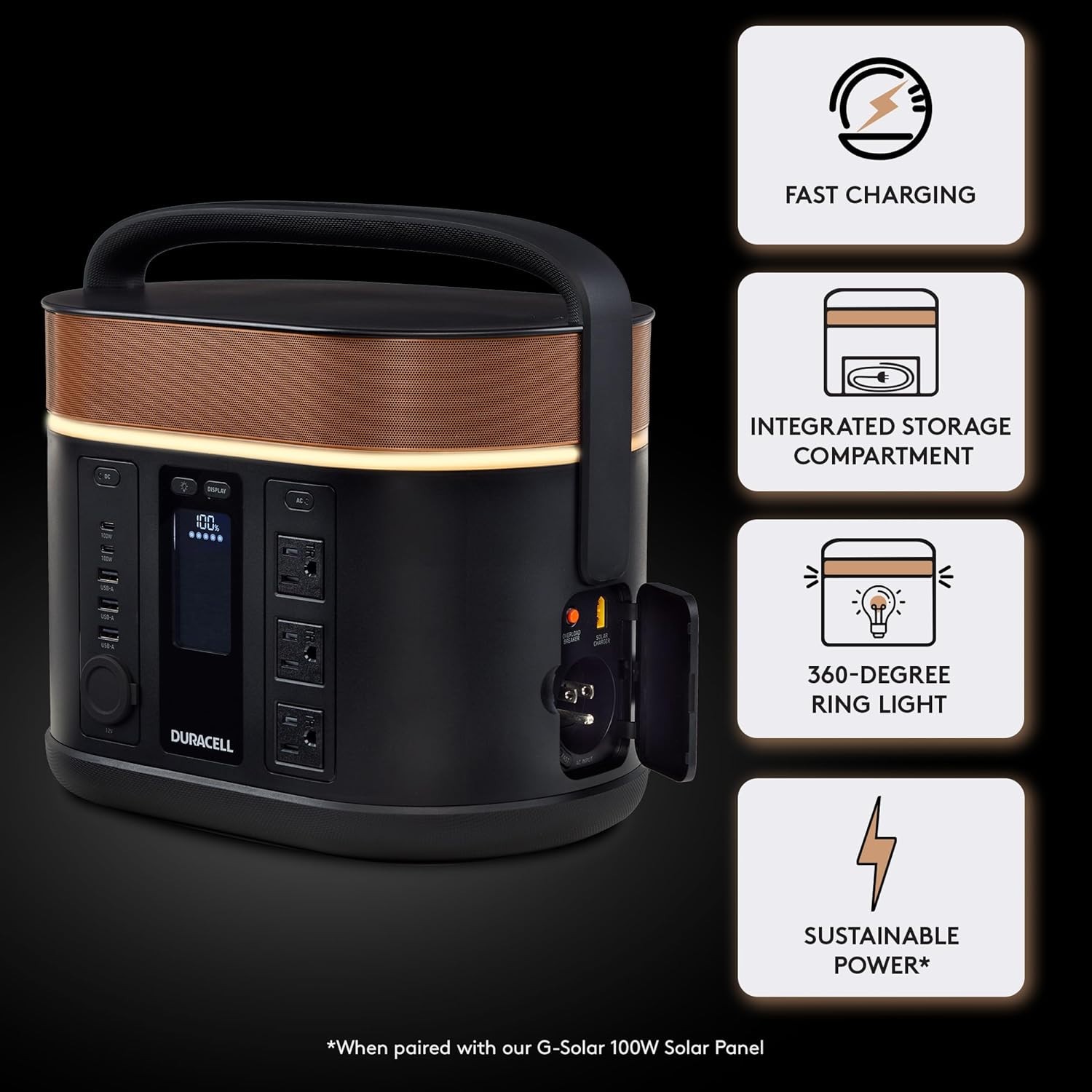Duracell G800 Portable Power Station & G-Solar 100W Portable Solar Panel