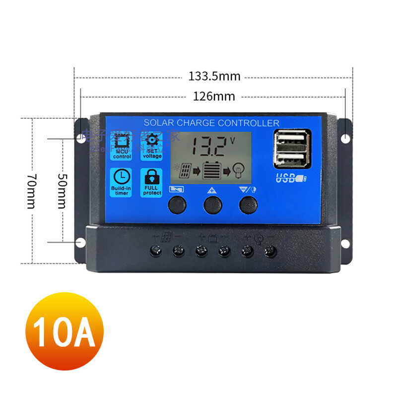 10,20,30A PWM Dual Battery Solar Charge Controller/Regulator For 12V 24V Battery