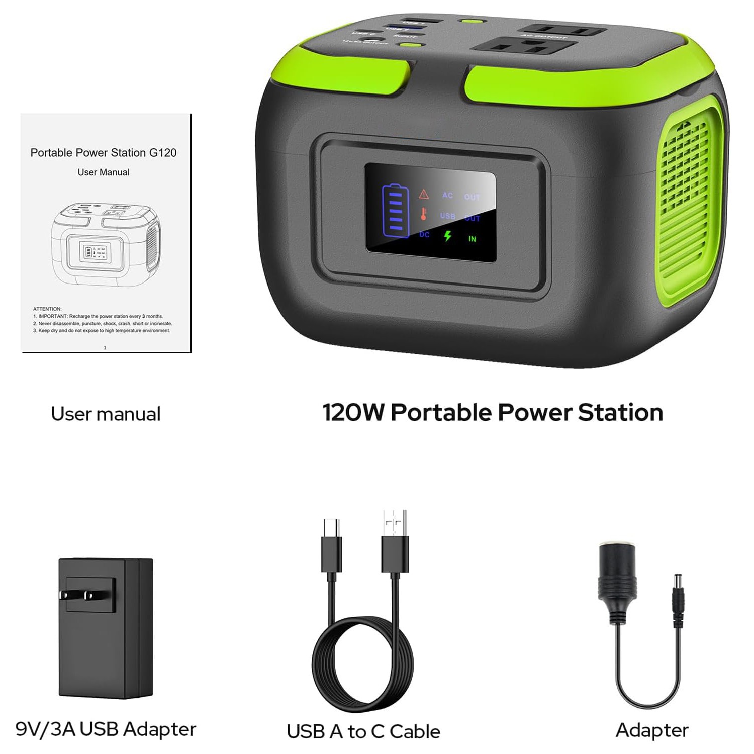Portable Power Station 110V 120W AC/DC Solar Generator Storage Energy Power Bank