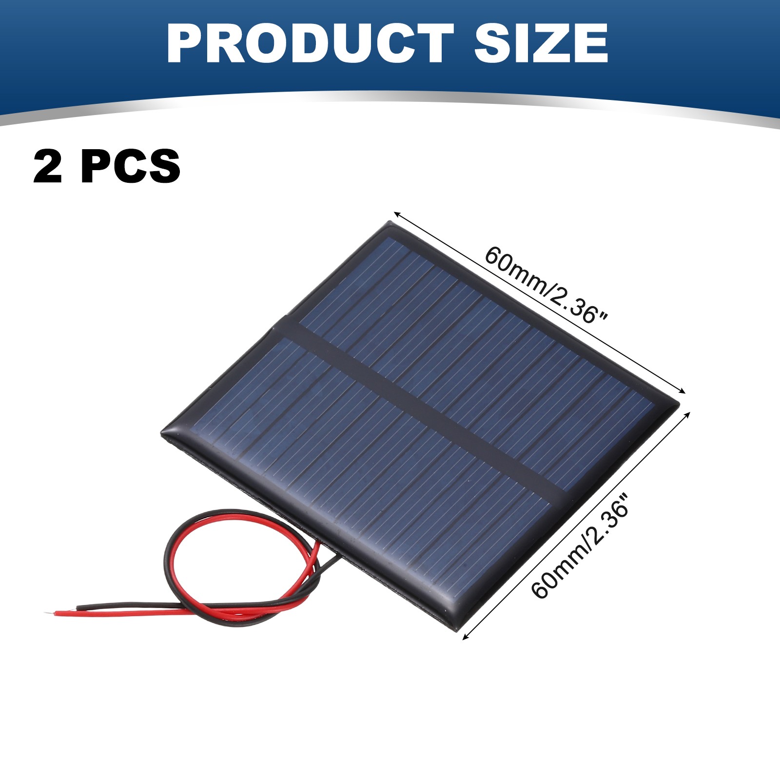 2Pcs 5.5V 0.33W 60mA Mini Solar Panels with Cable