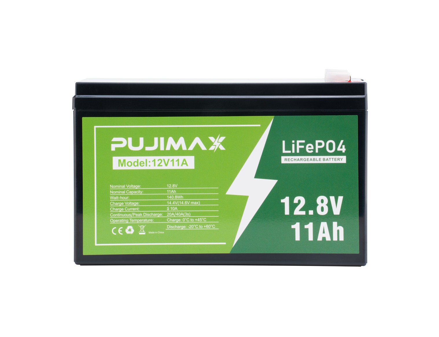 12V 11Ah LiFePO4 Battery Rechargeable Deep Cycle w/ BMS for RV Solar Marine