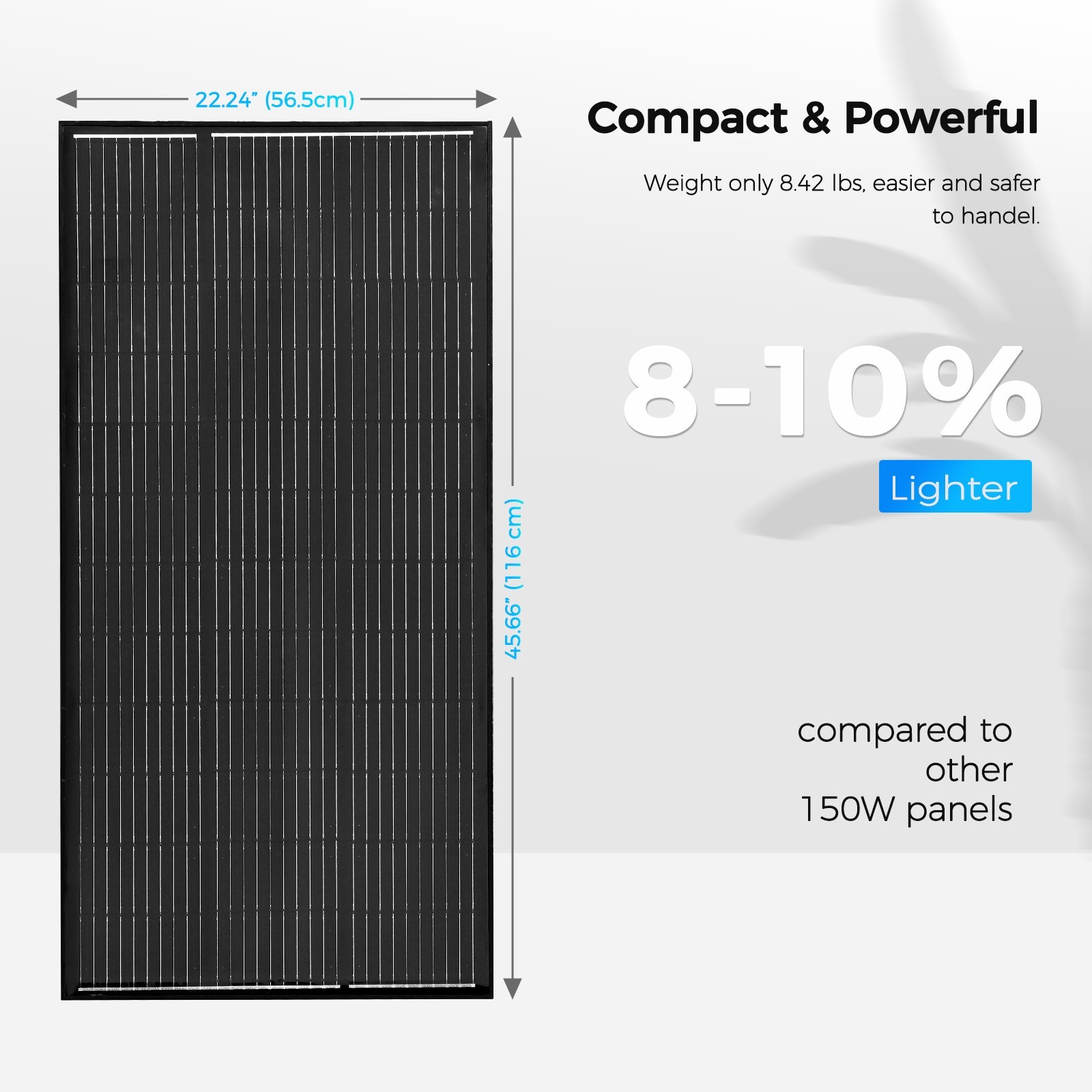 150W Solar Panel Monocrystalline 12V Battery Charging for Home RV Boat Not Glass