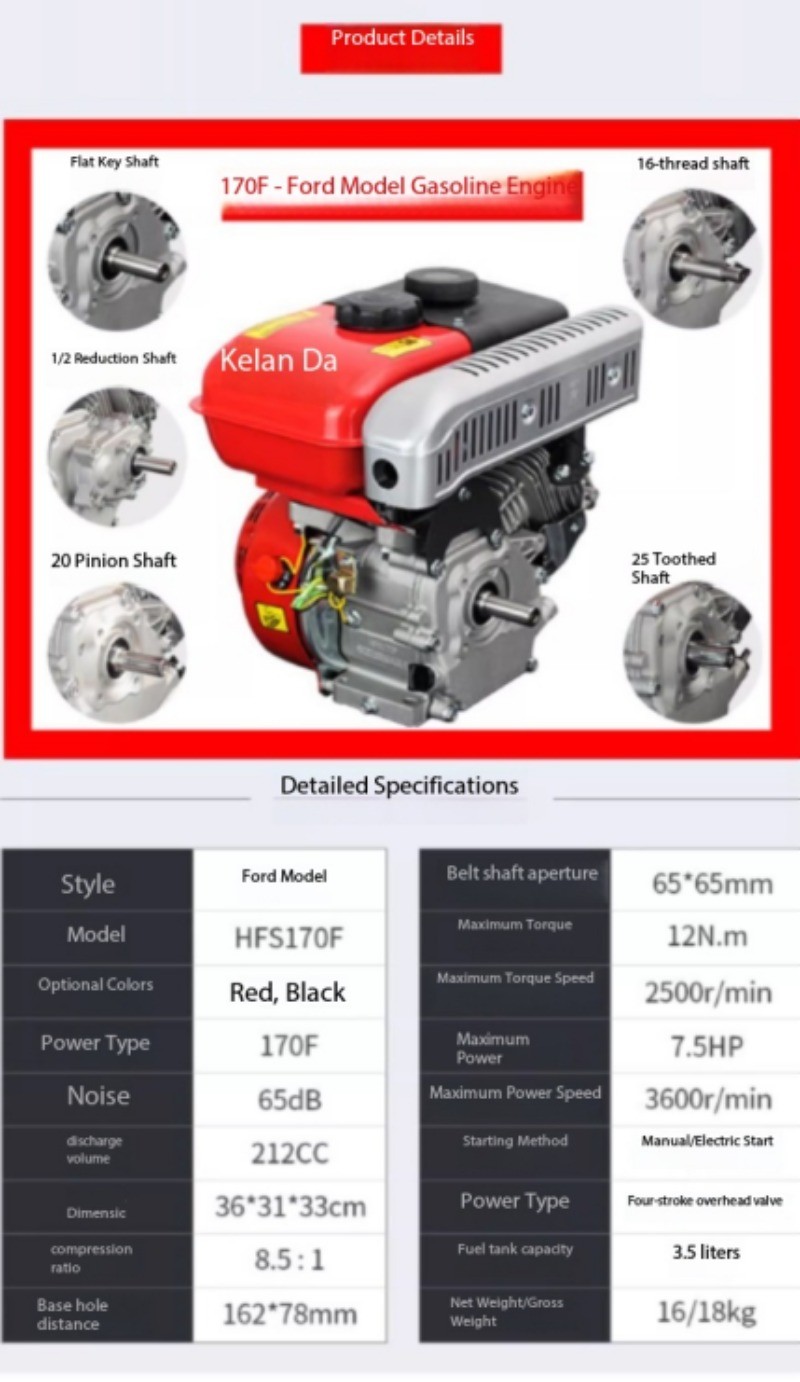 Small Engine 170F Gasoline-Powered Thresher Water Pump Grain Thresher