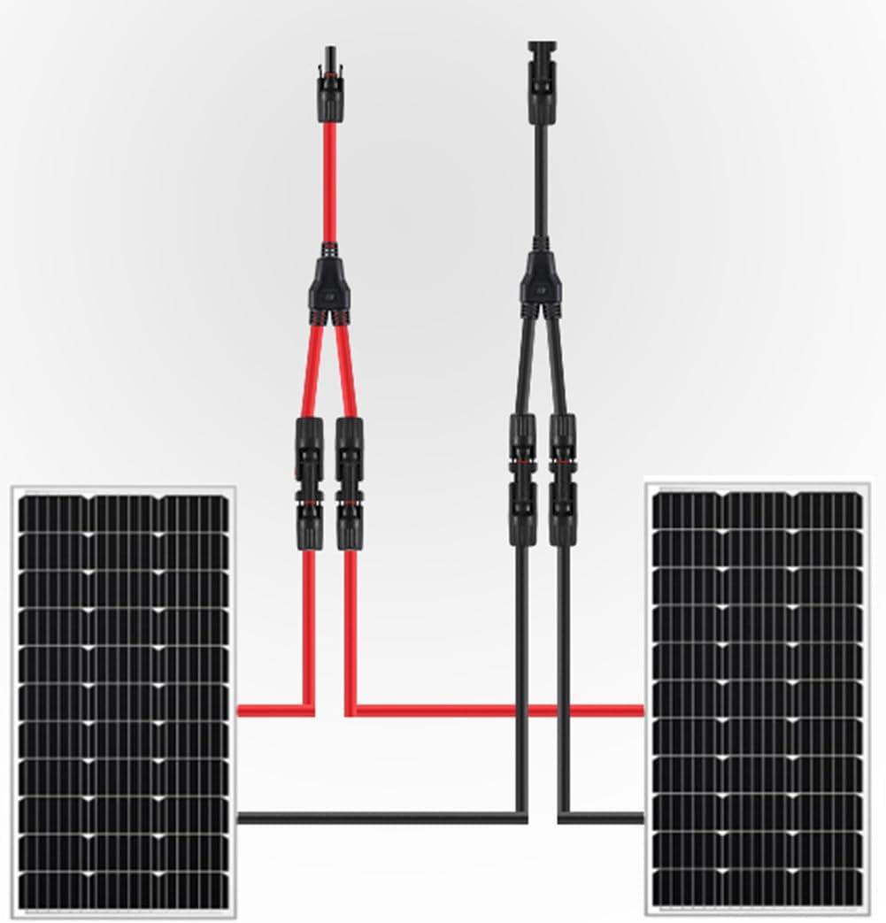Solar Connectors Y Branch Parallel Adapter 10AWG Cable for Solar Panel (Red & Bl