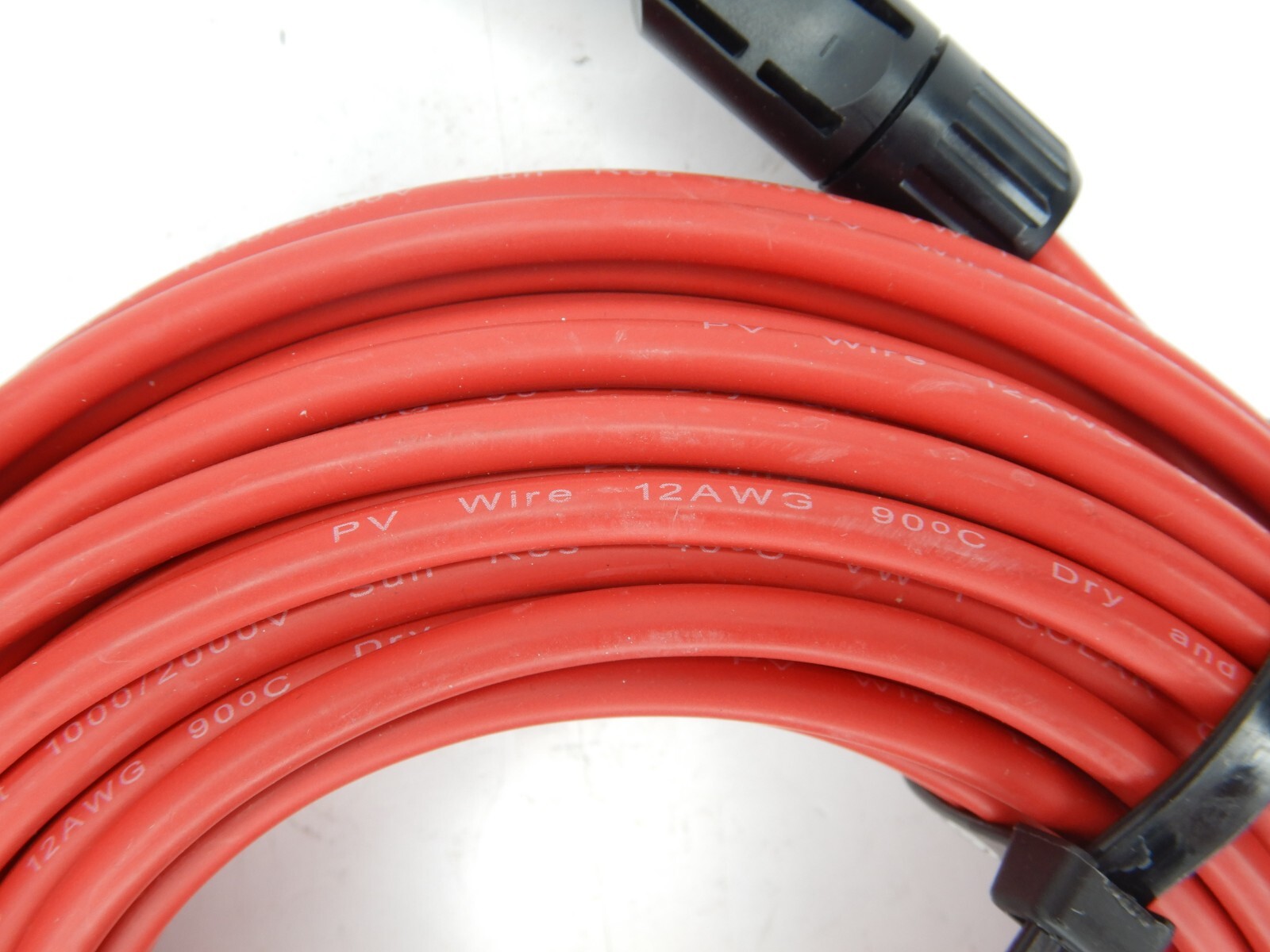 12AWG Solar Extension Cable 100ft Red Male to Female Solar Connector w/ Adapter