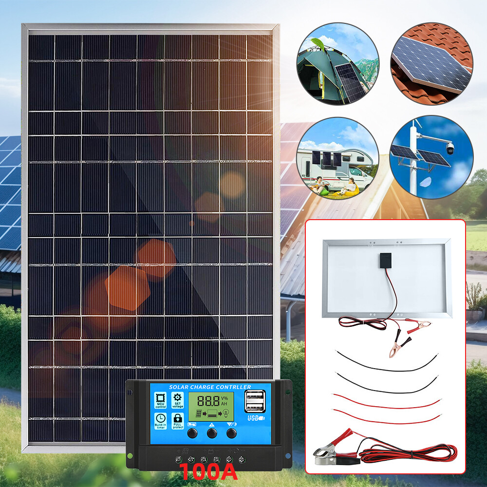 30W Solar Panel Kit 100A Charge Controller Battery Charger Marine RV Boat Camp