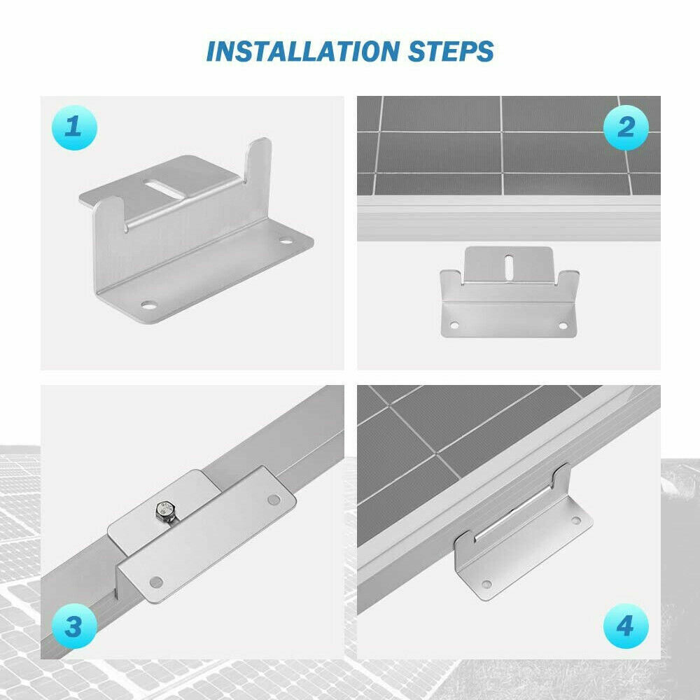 4 Pcs of Solar Panel Mounting Z Brackets for RV Boat Wall Off Gird Roof Inst