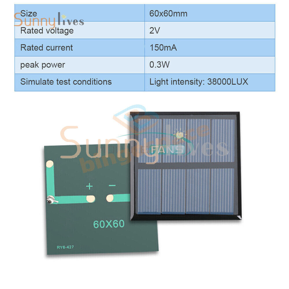 2V/5V/6V/12V Monocrystalline Solar Power Panel For Motor Toys Lawn Lamp