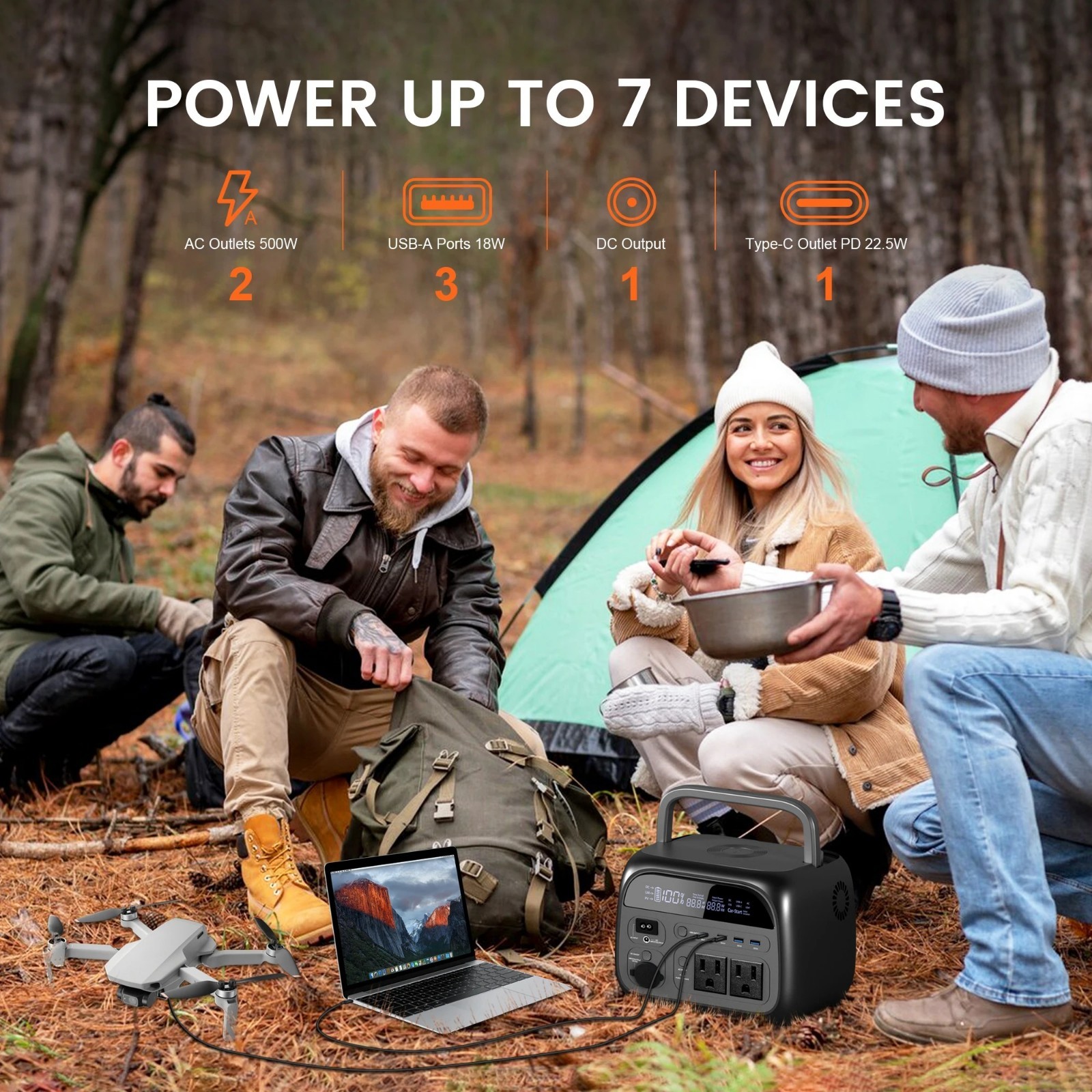 500W Portable Power Station – Solar Generator with LiFePO4 for Camping & Backup